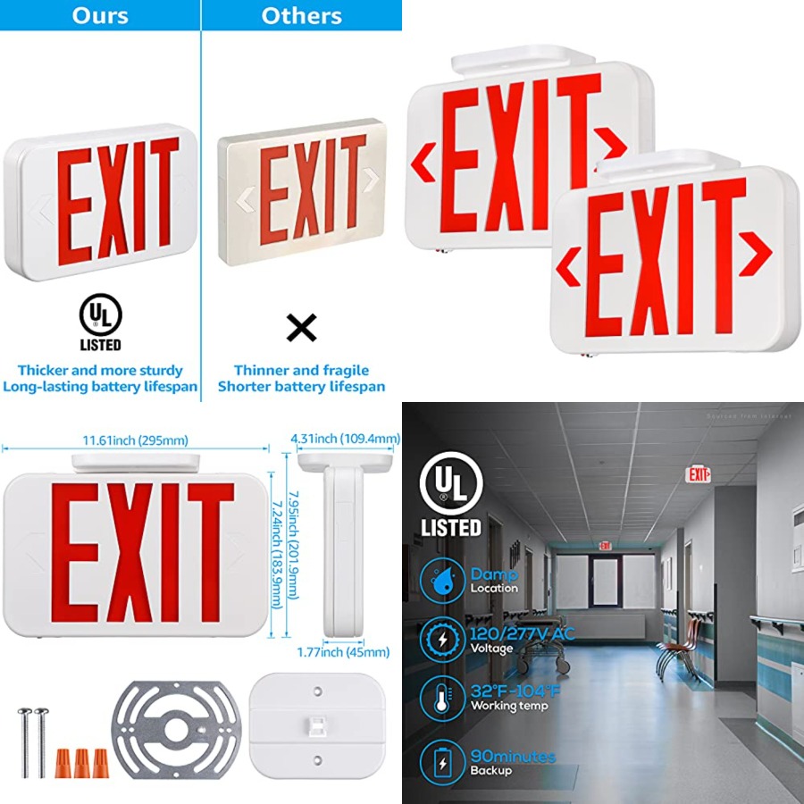 Emergency Exit Sign - Panneau de sortie LED, éclairage de